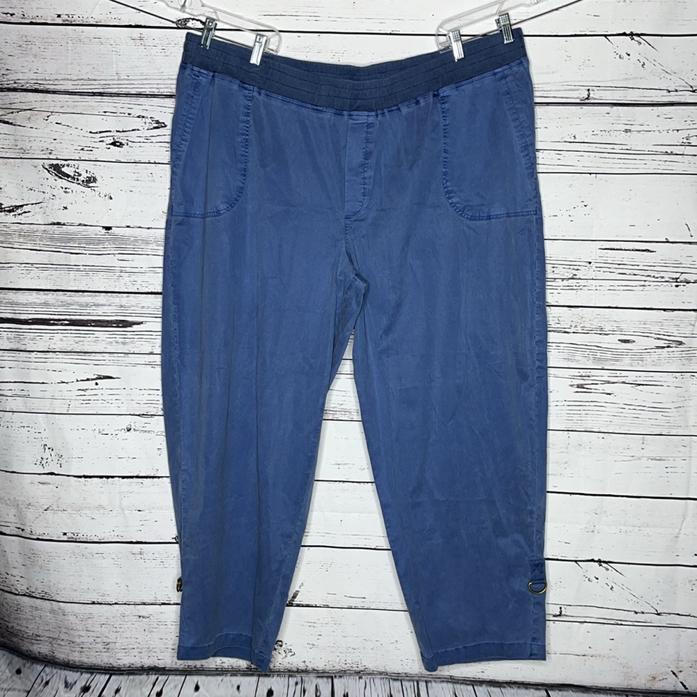 NorthStyle NWT Size 3X Blue Chambray Adjustable Hemline Pull-On Pants to Capris